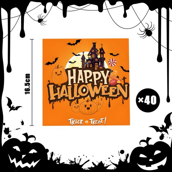 Halloween Servietten - 40 Stück Orange Kürbis Tischdeko für Party, Karneval und Happy Halloween Deko (33×33cm)