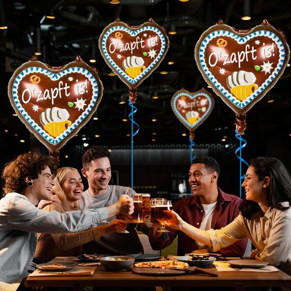 iZoeL XXL Oktoberfest deko 20 Stück,O' Zapft is'' Herz Folienballons im Lebkuchenherzen Design Oktoberfest Bayrische Deko Oktoberfestparty