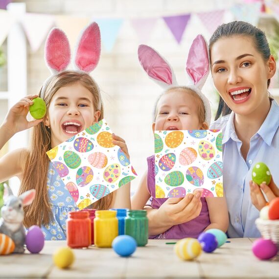 40 Stück servietten ostern, ostereier oster tischdeko,osterservietten 33x33 cm, ostereier papierservietten, servietten frühling Geeignet für Osterpartys