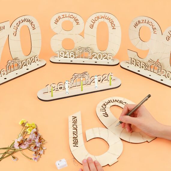 Seutgjie Originelle Geschenk 60 Geburtstag Mann Frau 1966-2026, 60. Geburtstag Jubiläum Deko Tischdeko Holz Schild Gästebuch, Geldgeschenke Geburtstag 60 mit LED Lichterkette Geschenkpapier