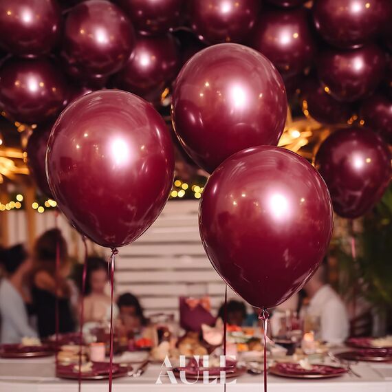 AULE Luftballons Weinrote Dunkelrot Metallic: 50 Stück 12 Zoll Luftballon Burgunder Helium Ballons Bordeaux Latex Geburtstagsdeko für Geburtstag Party Hochzeit Valentinstag Graduation Deko