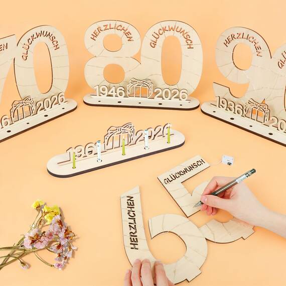 Seutgjie Originelle Geschenk 65 Geburtstag Mann Frau 1961-2026, Geldgeschenke Geburtstag 65 mit LED Lichterkette Geschenkpapier, 65 Geburtstag Deko, Geburtstagskarte 65 Holz Schild Gästebuch