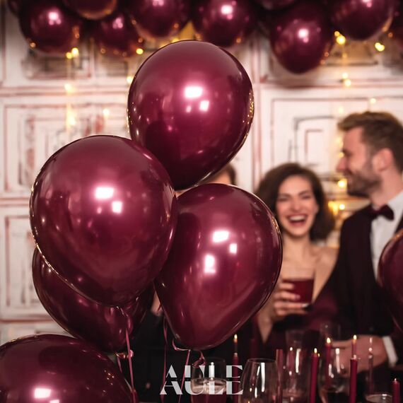 AULE Luftballons Weinrote Dunkelrot Metallic: 50 Stück 12 Zoll Luftballon Burgunder Helium Ballons Bordeaux Latex Geburtstagsdeko für Geburtstag Party Hochzeit Valentinstag Graduation Deko
