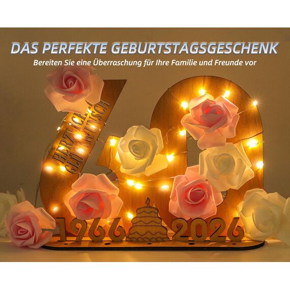 Giftota - 2026 Originelle 18 Geburtstag Geschenk Mädchen & Jungen - Geldgeschenke Geburtstag 18 mit LED Lichterkette Ständer - Holz-Schild Gästebuch - 18 Geburtstag Deko - Personalisierbares Geschenk