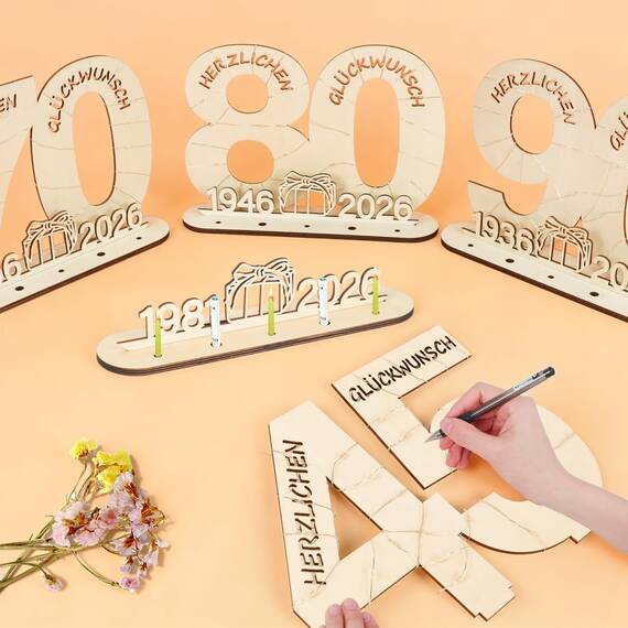 Seutgjie Originelle Geschenk 45 Geburtstag Mann Frau 1981-2026, 45 Hochzeitstag Holz Schild Gästebuch, Geldgeschenke Geburtstag 45 mit LED Lichterkette Geschenkpapier, 45 Geburtstag Deko