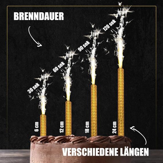 h2i Eissterne | 4 Stück | 90 Sek. Brenndauer | Eisfontäne, Sprühkerze, Wunderkerze | Highlight für Events, Party, Hochzeit, Geburtstag | Kat. F1 – nur für den Außenbereich