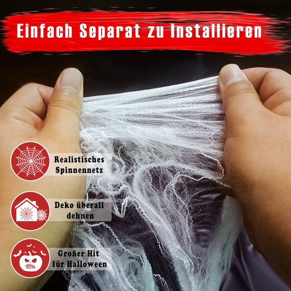 AMLOOPH Spinnennetz Halloween Deko Set, 300g Weiß Dehnbare Spinnweben Halloween Spinnennetz Dekoration Mit 100 Plastik Spinnen für Gruselige Deko Outdoor Garten Innen Horror Party Dekoration