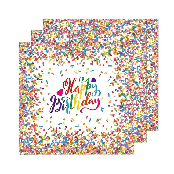 40 Stück servietten geburtstag,33x33cm tischdeko geburtstag servietten bunt Konfetti, servietten kindergeburtstag für Junge Mädchen Geburtstag Party Deko