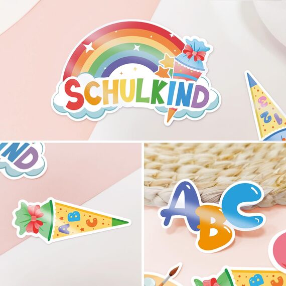 60 Stück Einschulung Deko Konfetti Bunt, Streudeko Schultüte ABC 123 Tischdekoration für Schuleinführung, Schulanfang, Schulkind 2025 Mädchen Junge, Tischdeko Einschulung