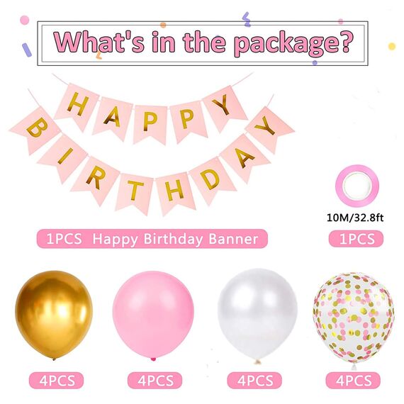 Happy Birthday Banner Luftballons, 30,5 cm, Happy Birthday Dekorationen für Männer und Jungen (PK + GD)