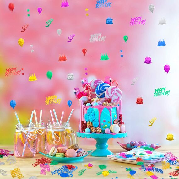 BURGEON Konfetti Geburtstag Tischdeko, Happy Birthday Konfetti Mehrfarbig, Streudeko Geburtstag Deko Mädchen Junge Kinder für Geburtstage Partys, Bunte, 15g