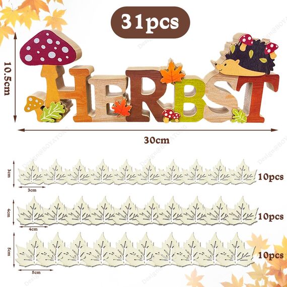 BOYATONG Herbst Deko, Schriftzug Herbst Dekoration, Tischdeko Herbst mit Herbstblätter, Deko Herbst, Herbstdeko Innen und Draußen