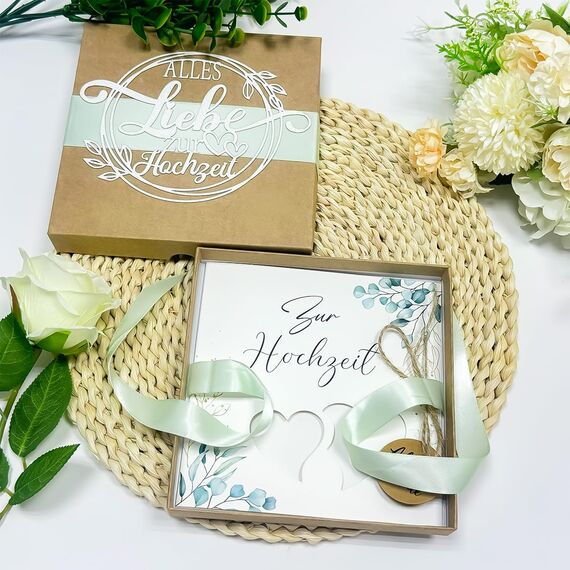 JOYEASE Geldgeschenk Hochzeit - Elegante Hochzeitsgeschenke für Brautpaar - Geldgeschenke Verpackung mit Geschenkbox Hochzeitskarte