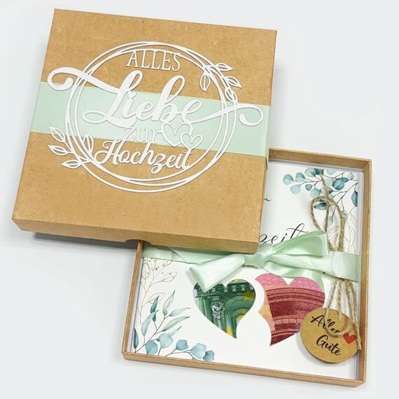JOYEASE Geldgeschenk Hochzeit - Elegante Hochzeitsgeschenke für Brautpaar - Geldgeschenke Verpackung mit Geschenkbox Hochzeitskarte