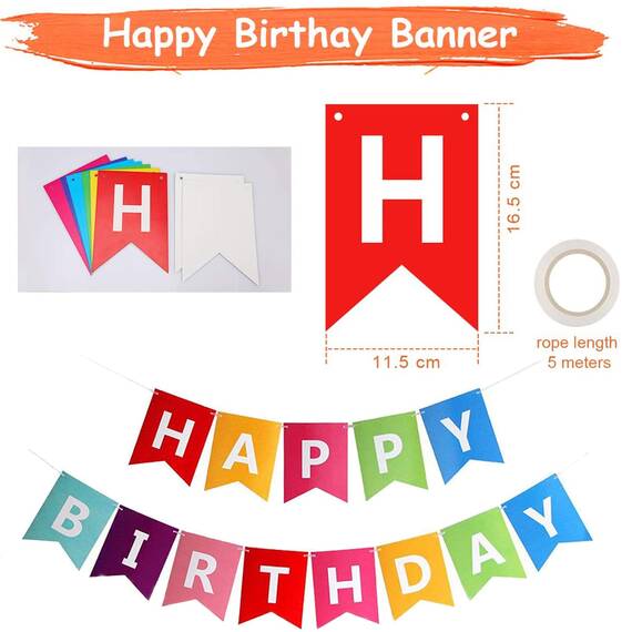 Luftballons Geburtstag Dekoration Set, Farbe Geburtstagsdeko Happy Birthday deko Banner Party Deko Geburtstag Set mit Farbe Happy Birthday Luftballons