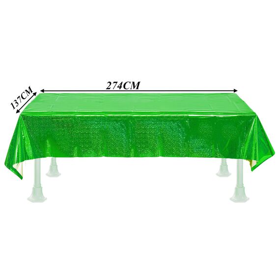 Party Tischdecke Grün Glitzer - Geburtstag Tischdecken Foil Plastik Wasserabweisend Einweg Party Deko für Dschungel Craft Dino Hawaii Aloha Lion Fussball Traktor St Patrick's Day Irland Party