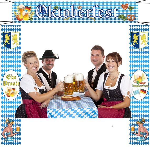 2 Stück Bierfest Deko Banner, Bierfest Dekoration Set, Bayerisches Fahnen Veranda Zeichen Willkommen Banner für Bierfestparty Indoor Outdoor Hängende Dekoration 180 * 30cm