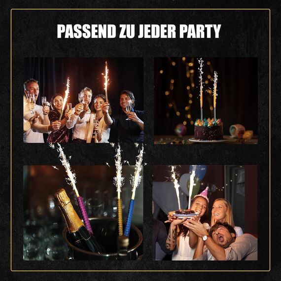 h2i Eissterne I 12 Stück - echte 60 Sek. Brenndauer | Eisfontäne, Sprühkerze und Sternenspritzer | Highlight jeder Party, Hochzeit, Geburtstag | Deko für Flaschen | Kat F1