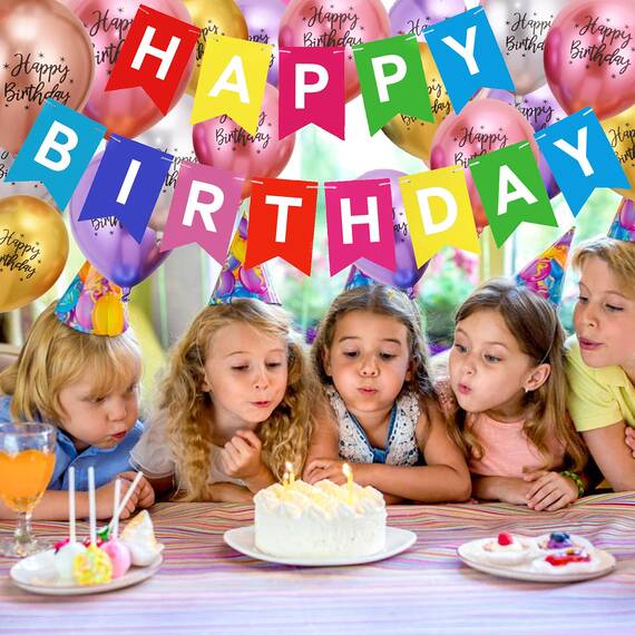 Luftballons Geburtstag Dekoration Set, Farbe Geburtstagsdeko Happy Birthday deko Banner Party Deko Geburtstag Set mit Farbe Happy Birthday Luftballons