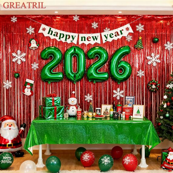 Party Tischdecke Grün Glitzer 2 Stück - Geburtstag Tischdecken Foil Plastik Einweg Party Deko für Dschungel Craft Jurassic Dino Sommer Traktor Hawaii Aloha Lion Fußball St Patrick's Day Party