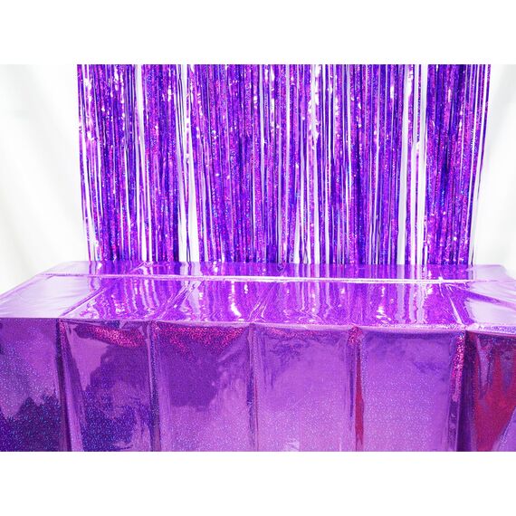 Party Tischdecke Lila Glitzer 1 Stück - Geburtstag Tischdecken Foil Plastik Einweg Party Deko für Kpop Monster Schmetterling Vampire Einschulung Schulkind Halloween Party Deko