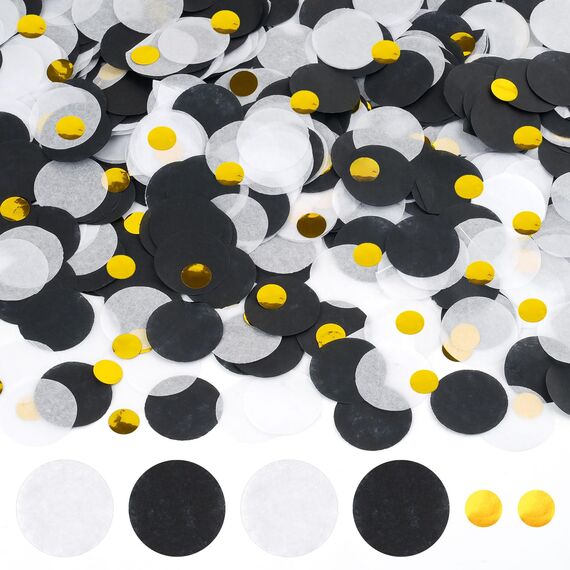 Konfetti 6000 Stück, Rund Konfetti Geburtstag Hochzeit Streudeko Papier Confetti für Geburtstag Hochzeit Party Dekoration(Schwarz-Gold)