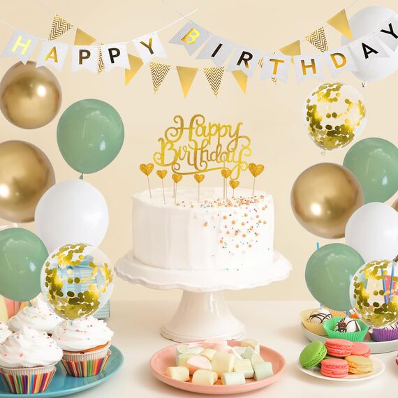 18. Geburtstag Deko Salbeigrüne - Luftballons für Jungen & Mädchen, Ballon Grün Weiß Gold, Zahl 18 Folienballons, Tortendeko für 18. Geburtstag Dekoration
