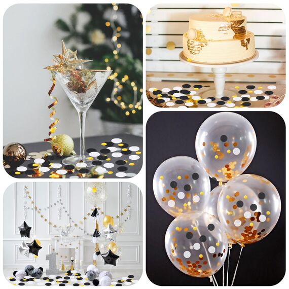 Konfetti 6000 Stück, Rund Konfetti Geburtstag Hochzeit Streudeko Papier Confetti für Geburtstag Hochzeit Party Dekoration(Schwarz-Gold)