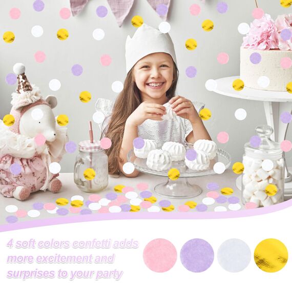 Konfetti 6000 Stück, 70g Rund Papier Konfetti Geburtstag Hochzeit Streudeko Confetti für Geburtstag Hochzeit Party Dekoration (Lila und Gold, 2,5cm)