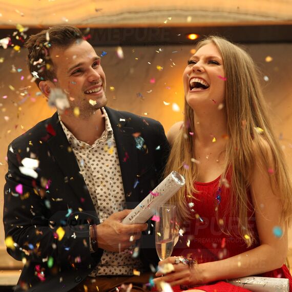 PrimePure Konfettikanone Mehrfarbig das Glitzern Party Popper - 2 Stück - Konfetti Kanone für Hochzeiten, Partys, Geburtstage und Festliche Veranstaltungen