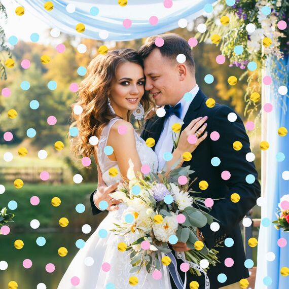 Konfetti Bunt 6000 Stück, 2.5cm Konfetti Geburtstag Groß, 70g Mehrfarbig Runde Streudeko Tischdeko, Papier Confetti für Geburtstag Hochzeit Party Dekoration (Rosa und Gold)