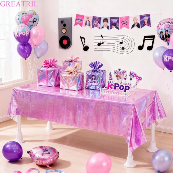 Tischdecke Geburtstag Rosa Glitzer 2 Stück - Party Tischdecke Wasserabweisend Einweg Deko für Kpop Dollhouse Einhorn Mädchen Prinzessin Hello Wutz Schulkind Party