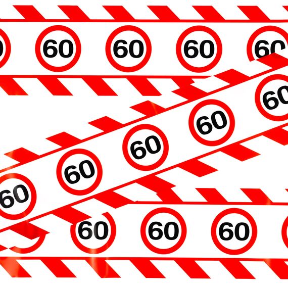 Tiwoca 60 Geburtstag Deko – lustiges Absperrband rot weiß mit Verkehrszeichen als originelle und witzige Geburtstagsdeko für einen gelungenen 60 Geburtstag Mann oder Frau