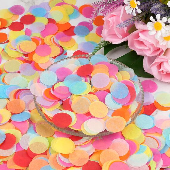 Konfetti Bunt 6000 Stück, 2.5cm Konfetti Geburtstag Groß, Mehrfarbig Runde Streudeko Tischdeko, Papier Confetti für Geburtstag Hochzeit Party Dekoration(50g) (Packung mit 2)