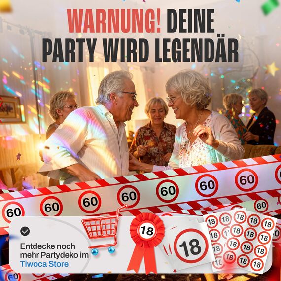 Tiwoca 30 Geburtstag Deko – lustiges Absperrband rot weiß mit Verkehrszeichen als originelle und witzige Geburtstagsdeko für einen gelungenen 30 Geburtstag Frauen oder Männer