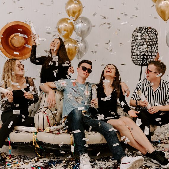 PrimePure Konfetti-Kanone Party Poppers – Geld-Konfetti-Popper – 2er Pack – Mini 100-Dollar-Scheine Party-Kanonen Shooter für Hochzeit, Geburtstage, Feiern