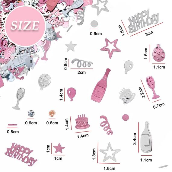 AIVEKE Konfetti Geburtstag Deko - Glitzer Rosegold Happy Birthday Konfetti Partydekoration Geburtstag Streudeko Geburtstag Deko Tischdeko Geburtstagskonfetti