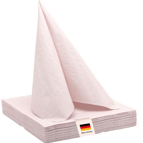 100% Mosel Servietten, 20 Stück (33 x 33 cm), in Blush Rosé, edle Tischdeko für Hochzeit, Kommunion, Konfirmation, Taufe & Geburtstag