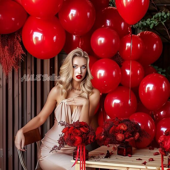 AULE Luftballons Rot Metallic: 50 Stück 12 Zoll Helium Ballons Rote Latex Geburtstagsdeko für Geburtstag Party Hochzeit Valentinstag Verlobungspartys