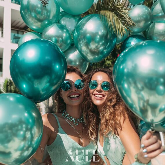 AULE Luftballons Türkis Metallic Helium: 50 Stück 12 Zoll Luftballon Grün Ballons Latex Geburtstagsdeko für Geburtstag Dschungel Dinosaurier Deko