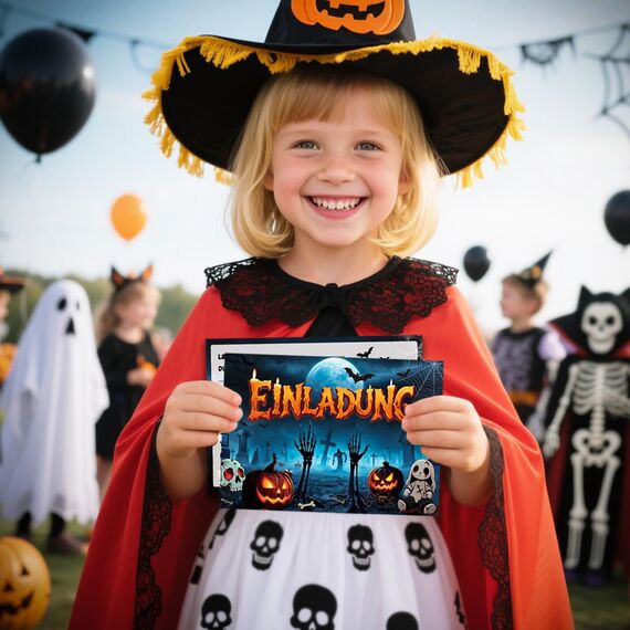 12 x Halloween Einladungskarten Kinder, Schaurig Halloween Party Einladung Friedhof des Grauens Kürbis, Gruselparty Einladungskarte zum Halloweenparty Geburtstag Einladungen Erwachsene Teenager