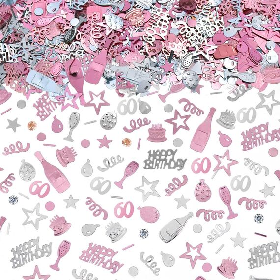 AIVEKE Konfetti 60 Geburtstag Deko - Glitzer Rosegold Happy Birthday Konfetti Partydekoration Geburtstag Streudeko Geburtstag Deko Tischdeko Geburtstagskonfetti