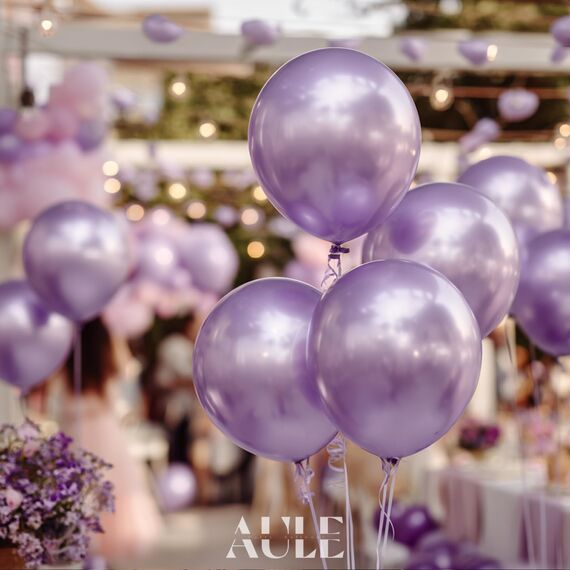 AULE Luftballons Lila Metallic Helium: 50 Stück 12 Zoll Luftballon Lavendel Ballons Hell Violett Latex Geburtstagsdeko für Geburtstag Party Hochzeit Babyparty Deko