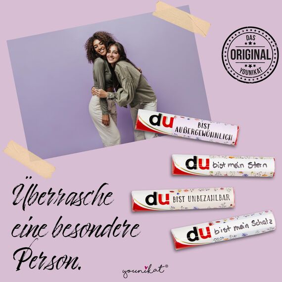 younikat 26 Aufkleber Lieblingsmensch und Wildblumen passend für zwei Duplo Pralinen Packungen I beschriften I selbstklebend I dv1446