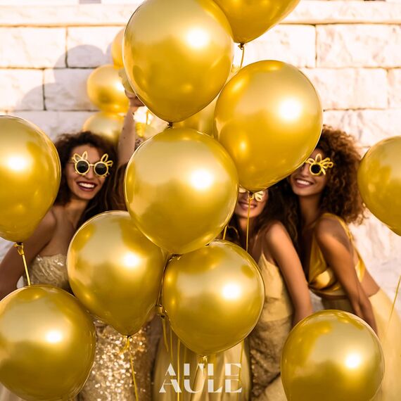 AULE Luftballons Gold Metallic Helium: 50 Stück 12 Zoll Luftballon Goldene Ballons Gold Latex Geburtstagsdeko für Graduation Jahrestag Junggesellenabschied Geburtstag Deko