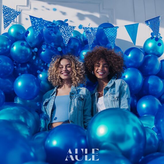 AULE Luftballons Blau Metallic Helium: 50 Stück 12 Zoll Luftballon Blaue Ballons Blau Latex Geburtstagsdeko für Baby Shower Gender Reveal Graduation Geburtstag Deko