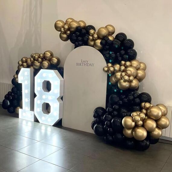 Luftballons Hochzeit 60 Stück 12 zoll Luftballons Schwarz Gold Schwarze Latex Ballons Goldene Metallic Konfetti Ballons für Geburtstag Verlobung Abschlussball EID Ramadan Silvester Party Deko