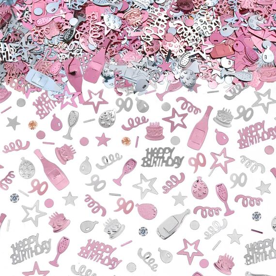 AIVEKE Konfetti 90 Geburtstag Deko - Glitzer Rosegold Happy Birthday Konfetti Partydekoration Geburtstag Streudeko Geburtstag Deko Tischdeko Geburtstagskonfetti