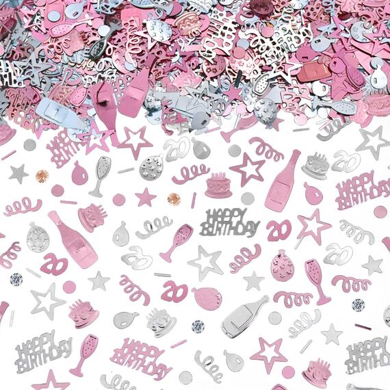 AIVEKE Konfetti 20 Geburtstag Deko - Glitzer Rosegold Happy Birthday Konfetti Partydekoration Geburtstag Streudeko Geburtstag Deko Tischdeko Geburtstagskonfetti