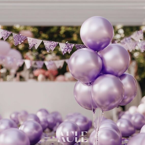 AULE Luftballons Lila Metallic Helium: 50 Stück 12 Zoll Luftballon Lavendel Ballons Hell Violett Latex Geburtstagsdeko für Geburtstag Party Hochzeit Babyparty Deko